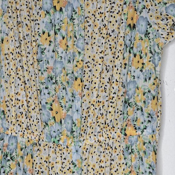 Topshop Cute Yellow Multi Color Ditsy Floral Off Shoulder Mini Puff Sleeve 4 - Picture 8 of 15
